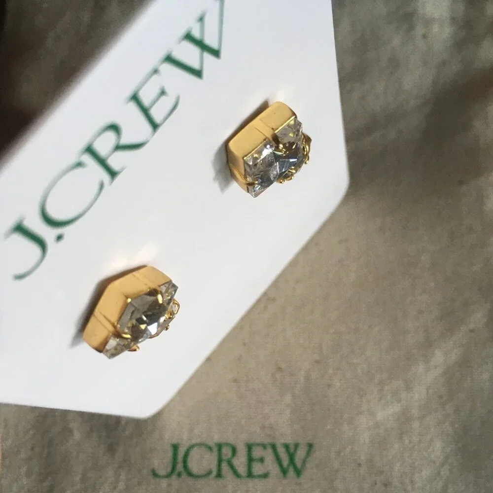 J. Crew square gem earrings NWT